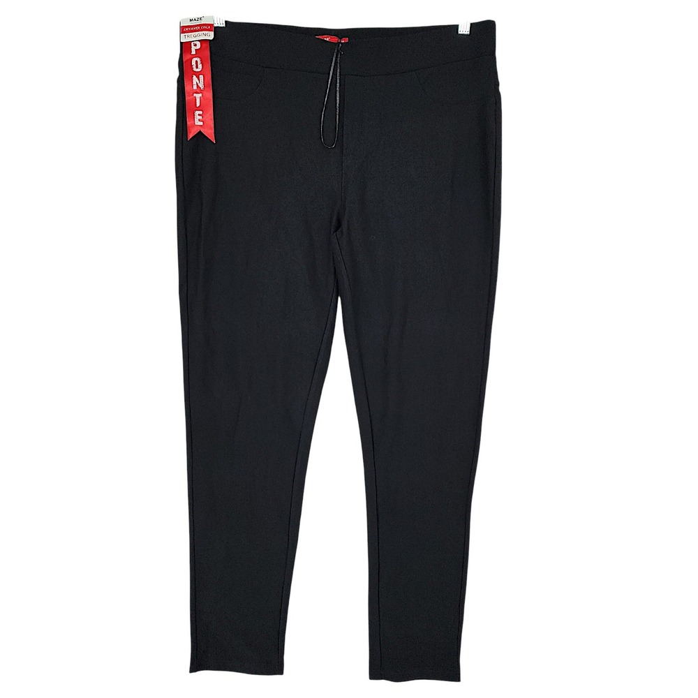 Maze Collection Tregging Pants 3X Women Black Ponte Levanta Cola Slim Leg NEW